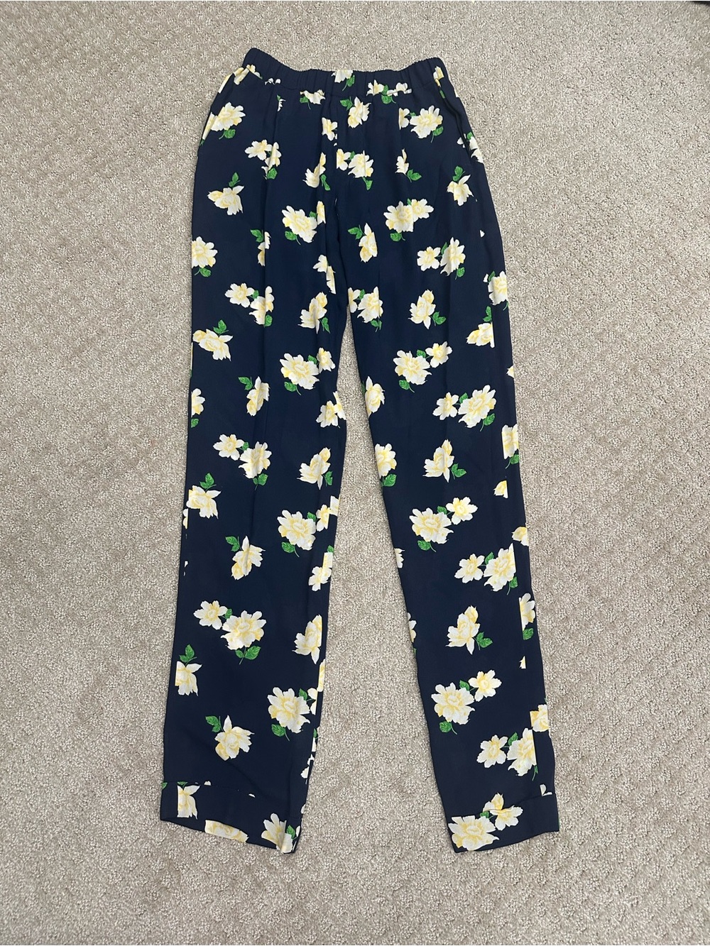 Michael Kors Navy Floral Straight-Leg Pants